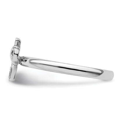 Sterlingsilber Stapelbar Expressions Rhodium Weiß Topas Kreuz Ring