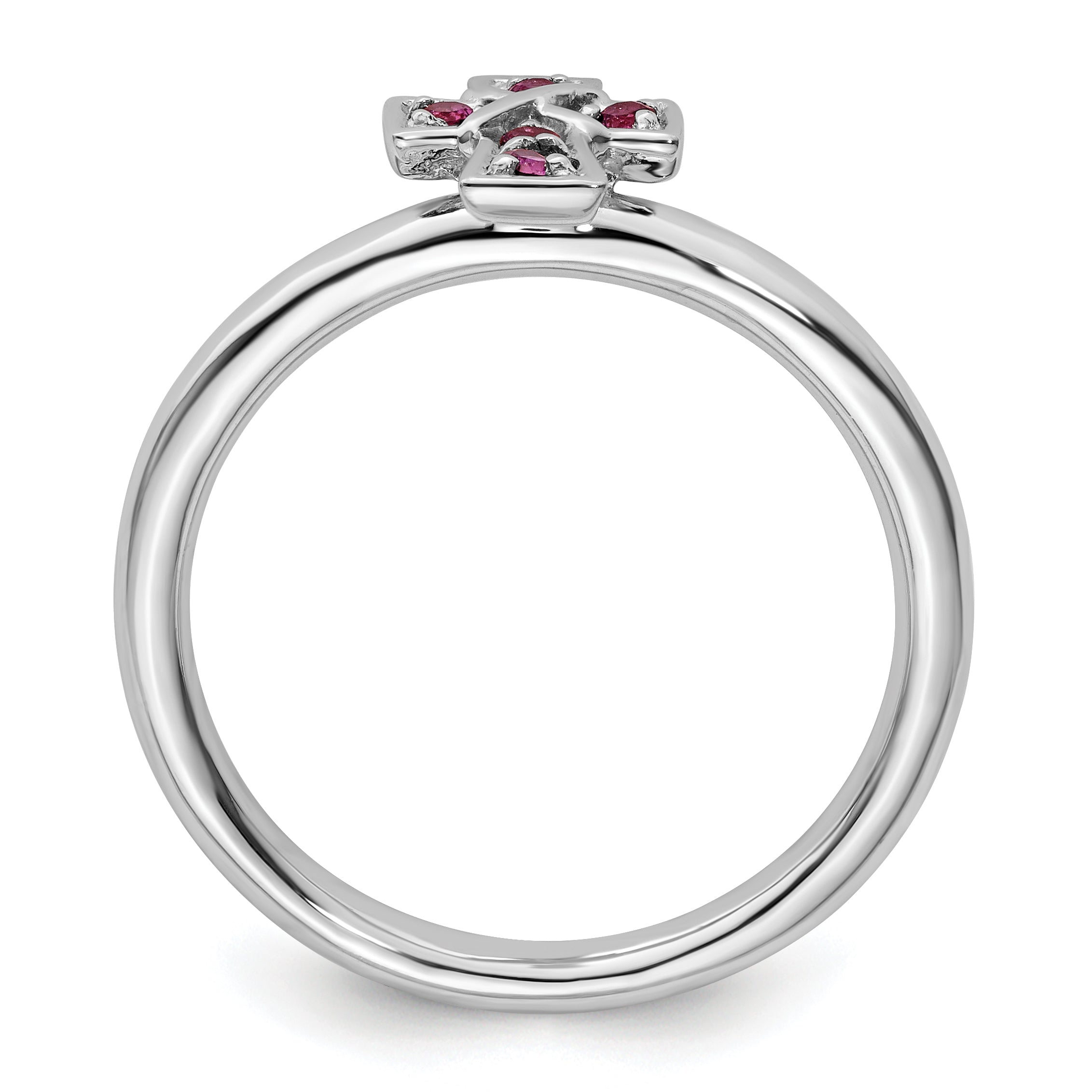 Sterlingsilber Stapelbar Expressions Rhodium Rhodolith Granat Kreuz Ring