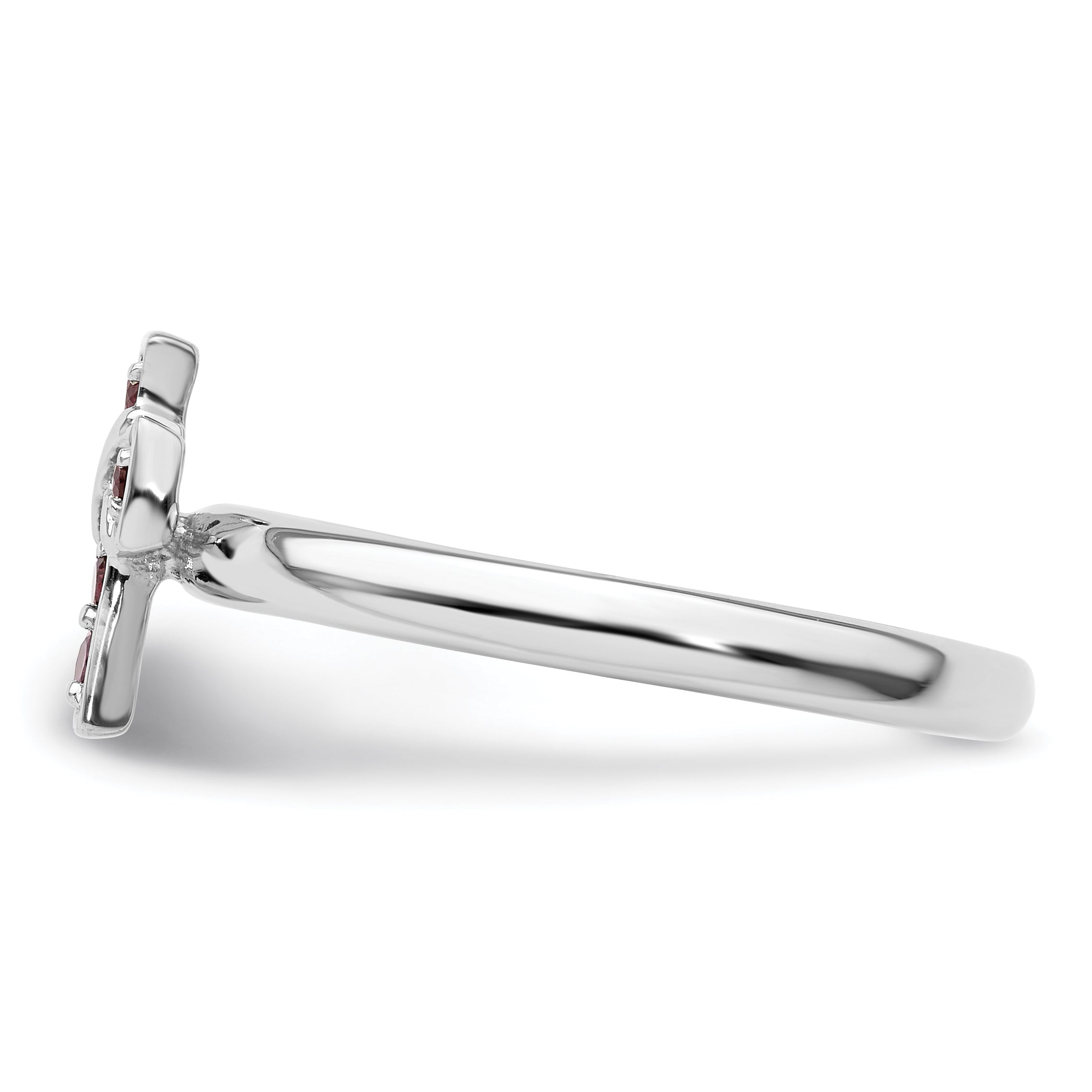 Sterlingsilber Stapelbar Expressions Rhodium Rhodolith Granat Kreuz Ring