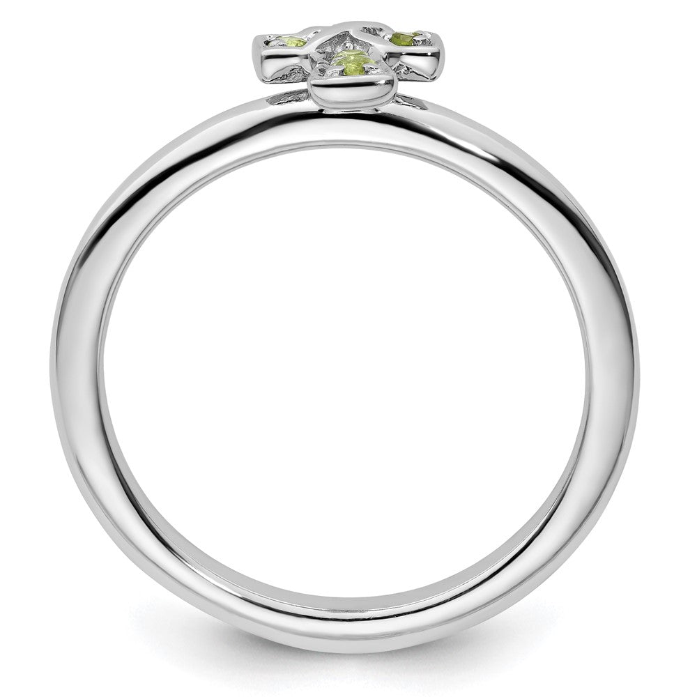 Sterlingsilber Stapelbar Expressions Rhodium Peridot Kreuz Ring