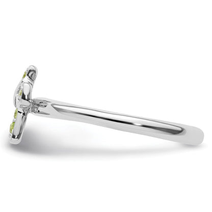 Sterlingsilber Stapelbar Expressions Rhodium Peridot Kreuz Ring
