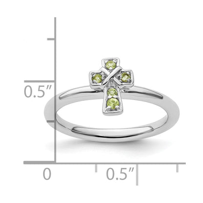Sterlingsilber Stapelbar Expressions Rhodium Peridot Kreuz Ring