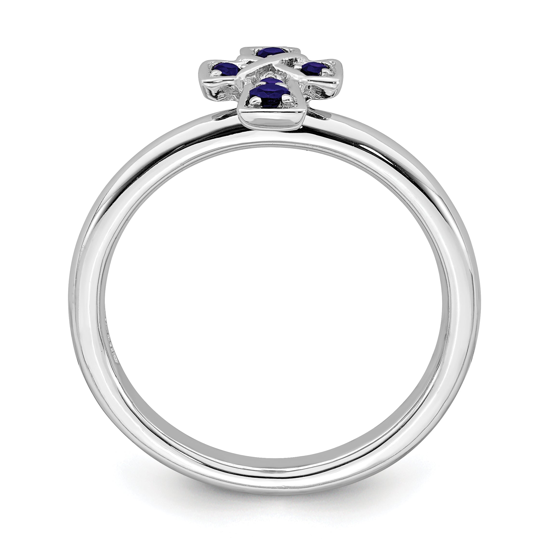 Sterlingsilber Stapelbar Expressions Rhodium Erzeugt Saphir Kreuz Ring