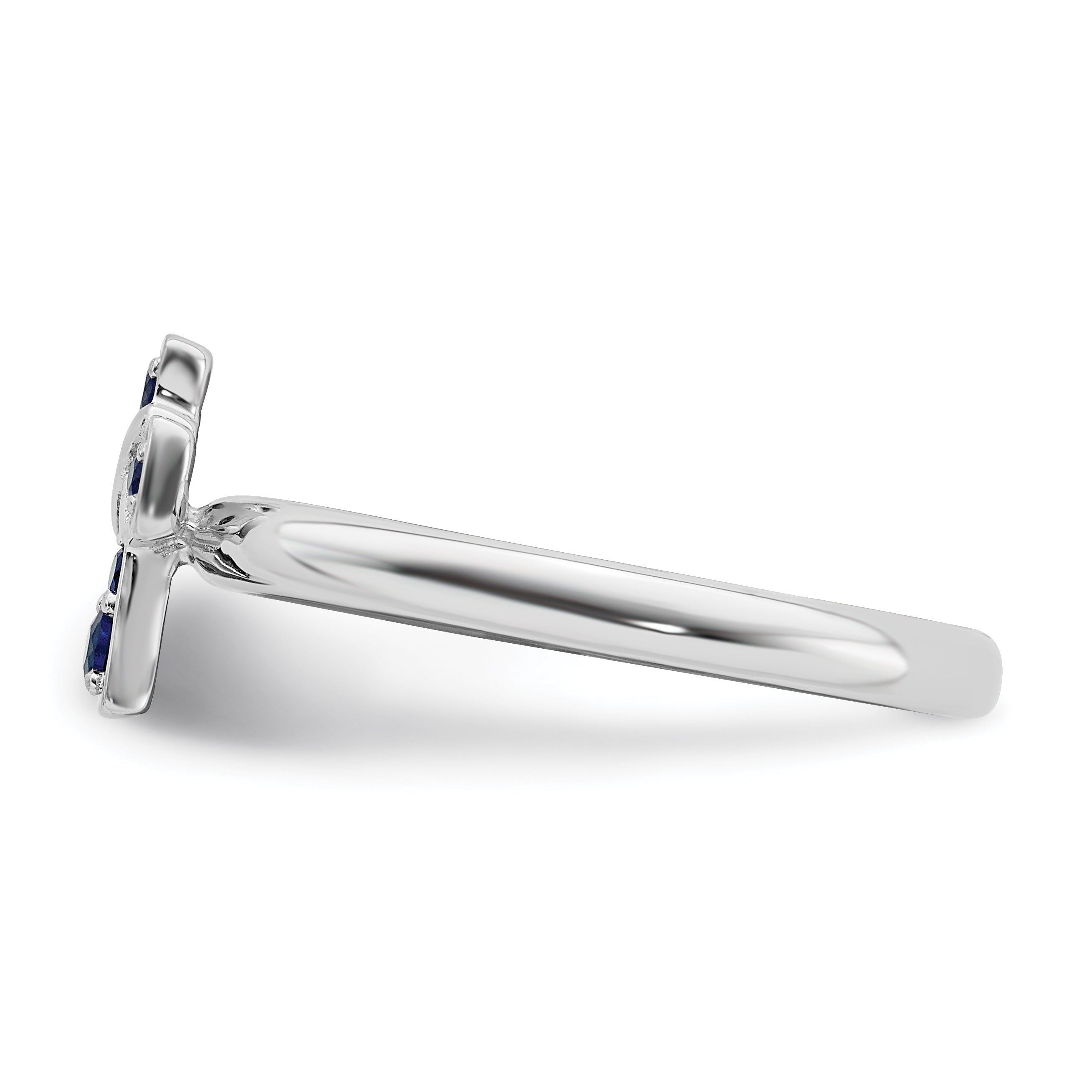 Sterlingsilber Stapelbar Expressions Rhodium Erzeugt Saphir Kreuz Ring