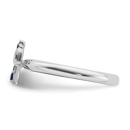 Sterlingsilber Stapelbar Expressions Rhodium Erzeugt Saphir Kreuz Ring
