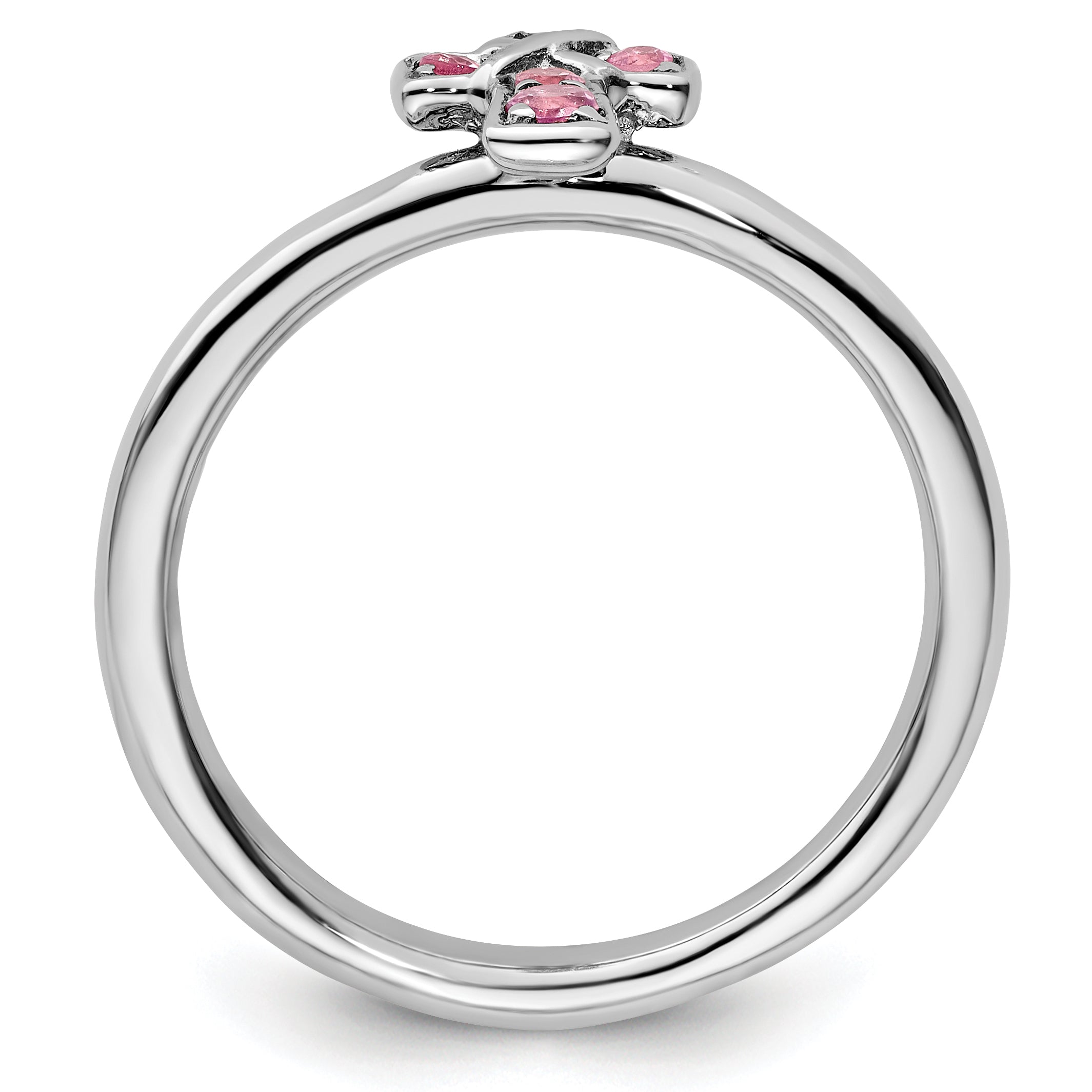 Sterlingsilber Stapelbar Expressions Rhodium Rosa Turmalin Kreuz Ring
