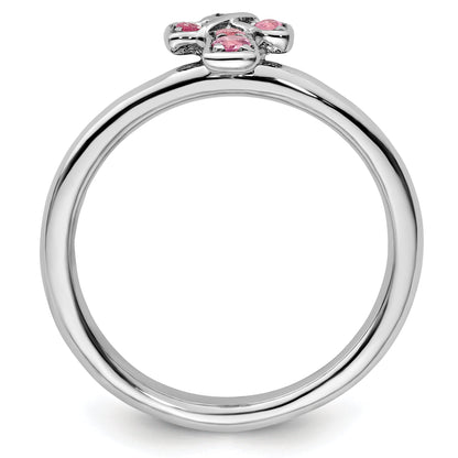 Sterlingsilber Stapelbar Expressions Rhodium Rosa Turmalin Kreuz Ring