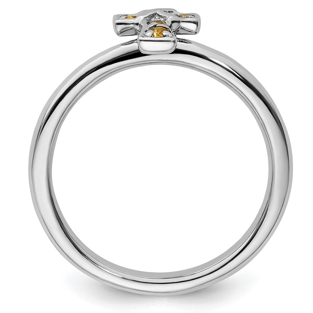 Sterlingsilber Stapelbar Expressions Rhodium Citrin Kreuz Ring