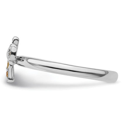 Sterlingsilber Stapelbar Expressions Rhodium Citrin Kreuz Ring