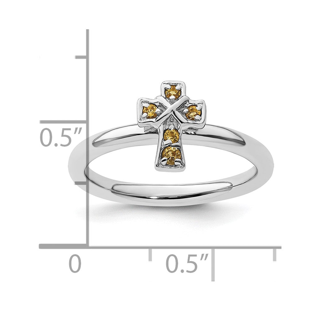 Sterlingsilber Stapelbar Expressions Rhodium Citrin Kreuz Ring
