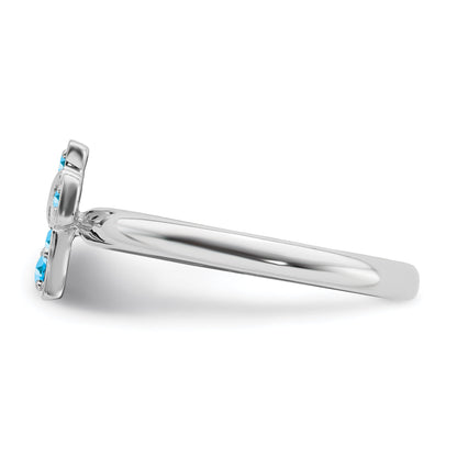 Sterlingsilber Stapelbar Expressions Rhodium Blautopas Kreuz Ring
