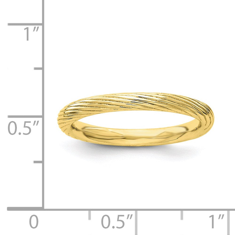 Sterlingsilber Stapelbar Expressions Vergoldet Strukturiert Ring (size 5 Nur)
