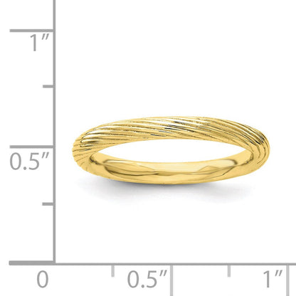 Sterlingsilber Stapelbar Expressions Vergoldet Strukturiert Ring (size 5 Nur)