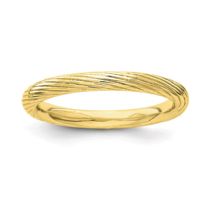 Sterlingsilber Stapelbar Expressions Vergoldet Strukturiert Ring (size 5 Nur)