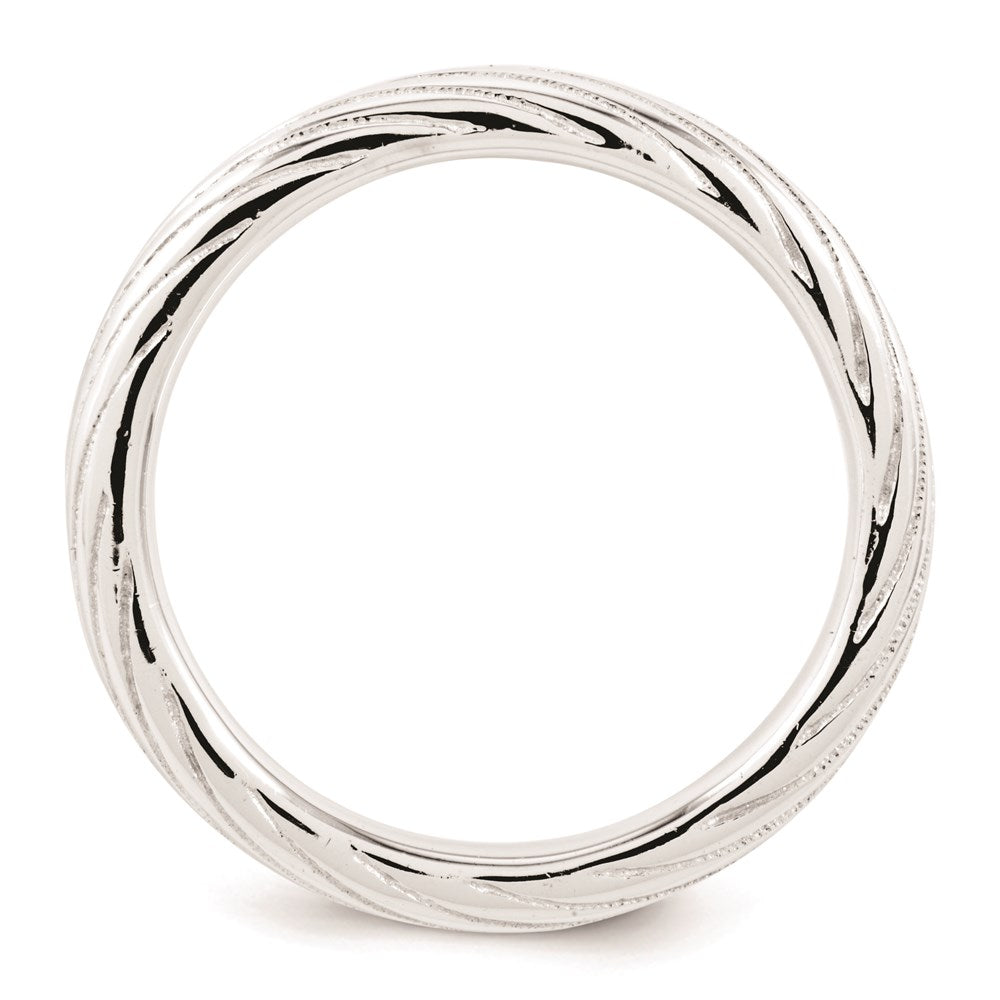 Sterlingsilber Stapelbar Expressions Rhodium Strukturiert Ring (size 5 Nur)