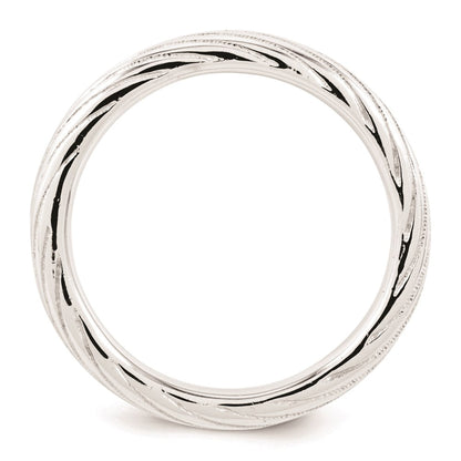 Sterlingsilber Stapelbar Expressions Rhodium Strukturiert Ring (size 5 Nur)