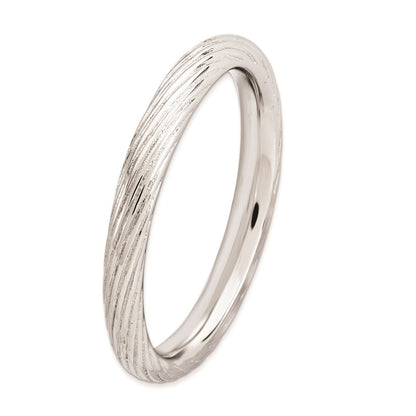 Sterlingsilber Stapelbar Expressions Rhodium Strukturiert Ring (size 5 Nur)