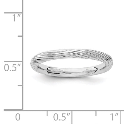 Sterlingsilber Stapelbar Expressions Rhodium Strukturiert Ring (size 5 Nur)