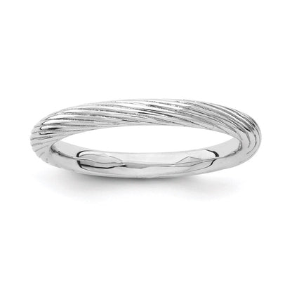 Sterlingsilber Stapelbar Expressions Rhodium Strukturiert Ring (size 5 Nur)