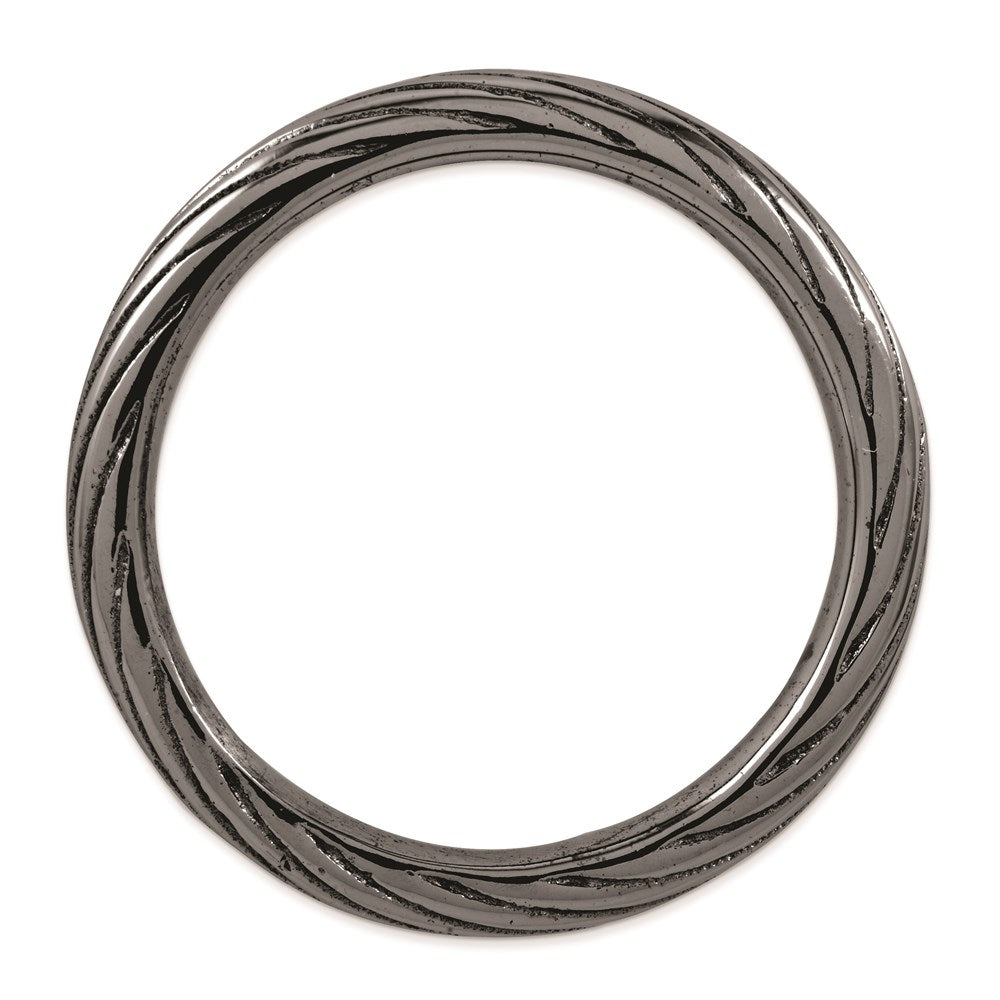 Sterlingsilber Stapelbar Expressions Schwarz Beschichtet Strukturiert Ring