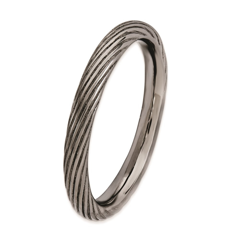 Sterlingsilber Stapelbar Expressions Schwarz Beschichtet Strukturiert Ring