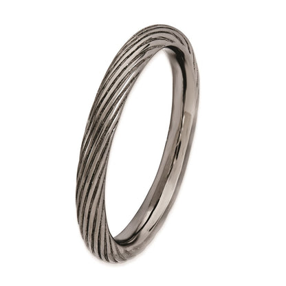 Sterlingsilber Stapelbar Expressions Schwarz Beschichtet Strukturiert Ring