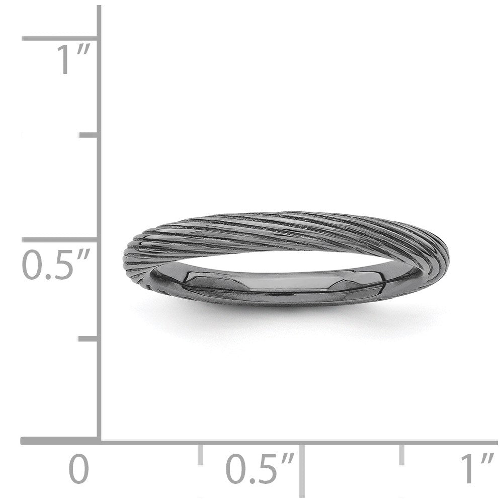 Sterlingsilber Stapelbar Expressions Schwarz Beschichtet Strukturiert Ring