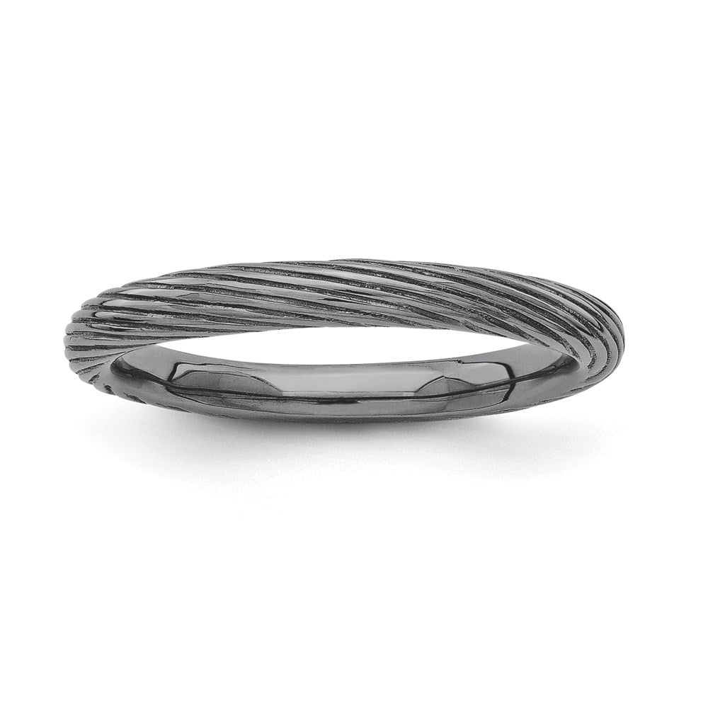 Sterlingsilber Stapelbar Expressions Schwarz Beschichtet Strukturiert Ring