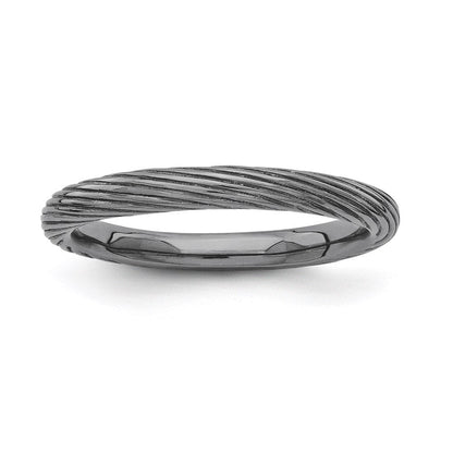 Sterlingsilber Stapelbar Expressions Schwarz Beschichtet Strukturiert Ring