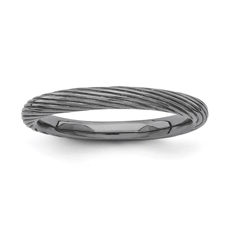 Sterlingsilber Stapelbar Expressions Schwarz Beschichtet Strukturiert Ring