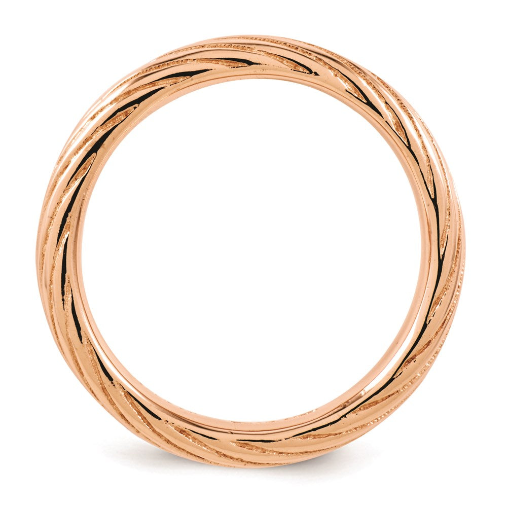Sterlingsilber Stapelbar Expressions Rosa Beschichtet Strukturiert Ring (size 5 Nur)