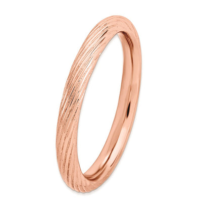 Sterlingsilber Stapelbar Expressions Rosa Beschichtet Strukturiert Ring (size 5 Nur)