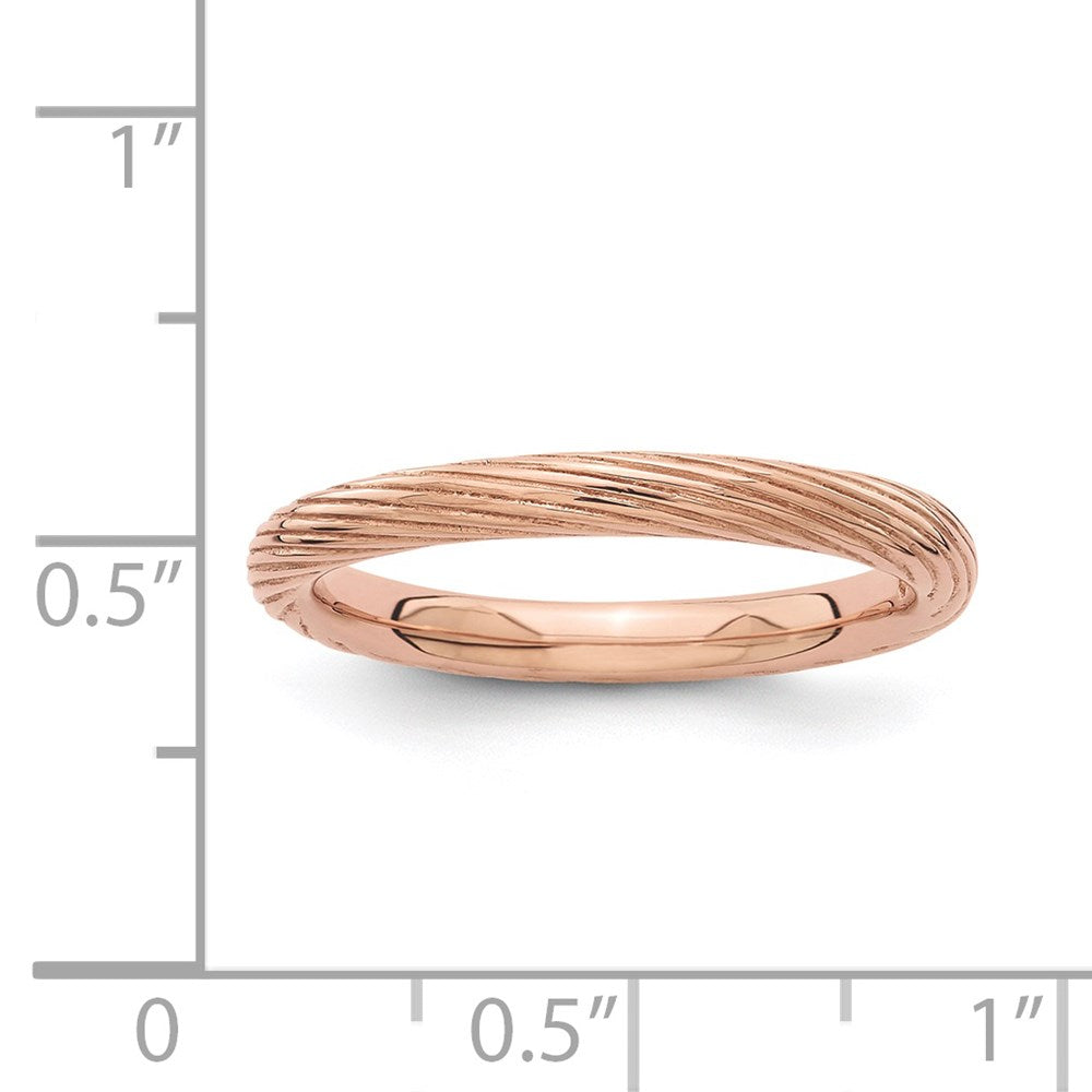 Sterlingsilber Stapelbar Expressions Rosa Beschichtet Strukturiert Ring (size 5 Nur)