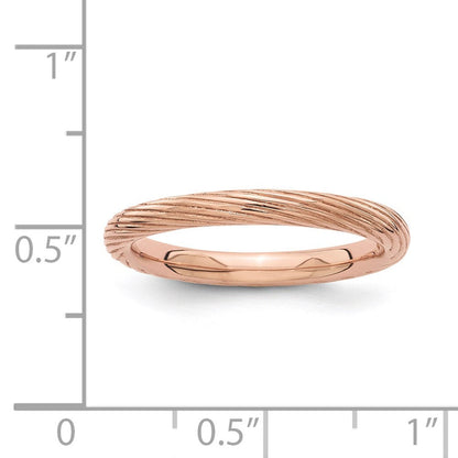 Sterlingsilber Stapelbar Expressions Rosa Beschichtet Strukturiert Ring (size 5 Nur)