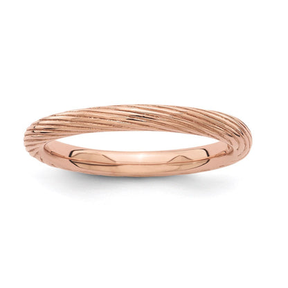 Sterlingsilber Stapelbar Expressions Rosa Beschichtet Strukturiert Ring (size 5 Nur)