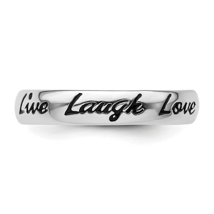 Sterlingsilber Stapelbar Expressions Emaille Leben Lachen Liebe Ring