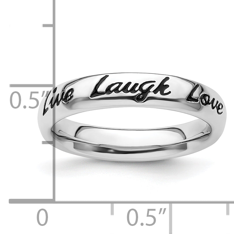 Sterlingsilber Stapelbar Expressions Emaille Leben Lachen Liebe Ring