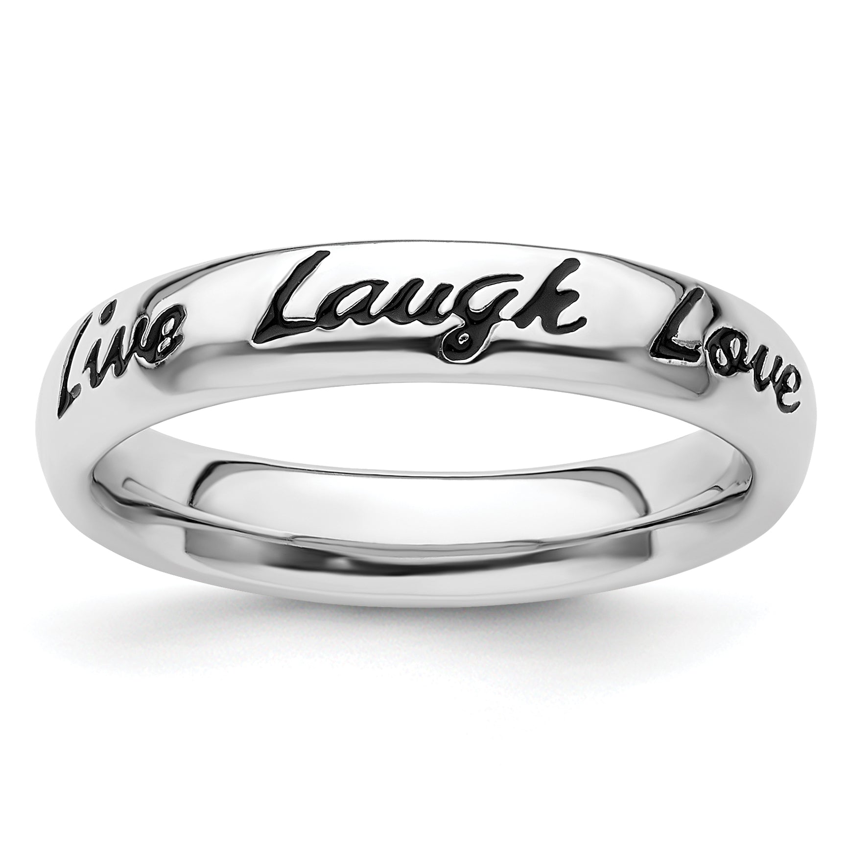 Sterlingsilber Stapelbar Expressions Emaille Leben Lachen Liebe Ring