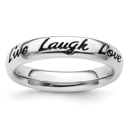 Sterlingsilber Stapelbar Expressions Emaille Leben Lachen Liebe Ring