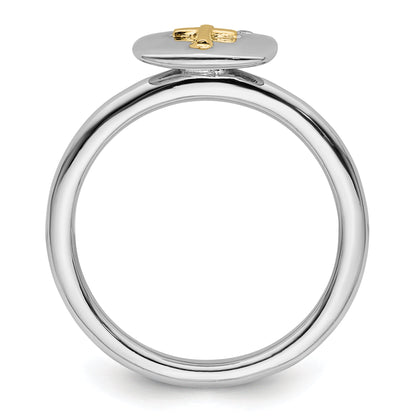 14K/silver Bicolor Sterlingsilber & 14K Kreuz Stapelbar Expressions Diamant Ring