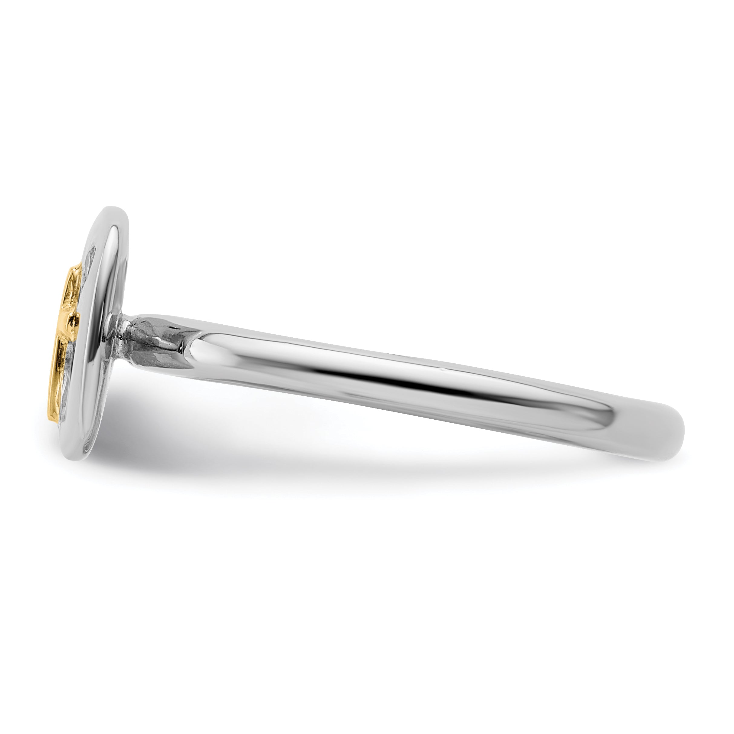 14K/silver Bicolor Sterlingsilber & 14K Kreuz Stapelbar Expressions Diamant Ring