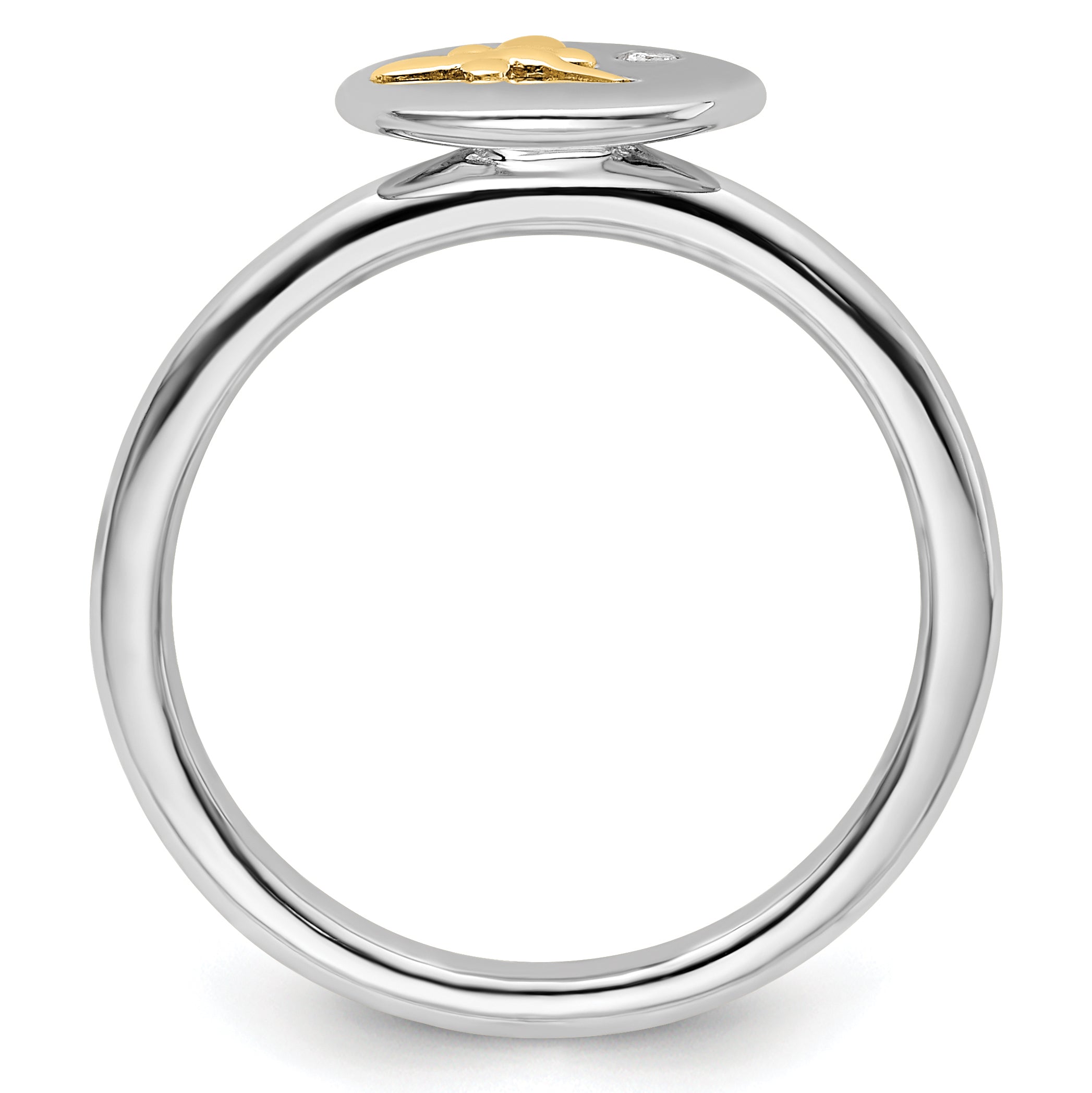 14K/silver Bicolor Sterlingsilber & 14K Libelle Stapelbar Expressions Diamant Ring