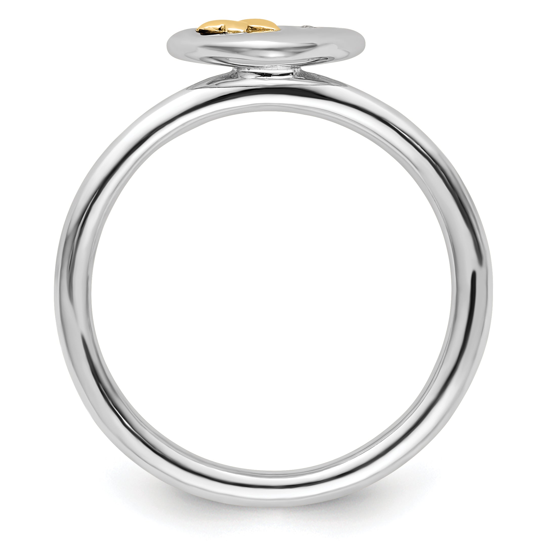14K/silver Bicolor Sterlingsilber & 14K Schmetterling Stapelbar Expressions Diamant Ring