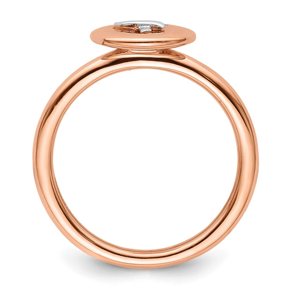 Sterlingsilber Silber, 14K Rose & Weiß Beschichtet Stapelbar Expressions Diamant Ring