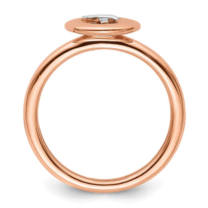 Sterlingsilber Silber, 14K Rose & Weiß Beschichtet Stapelbar Expressions Diamant Ring