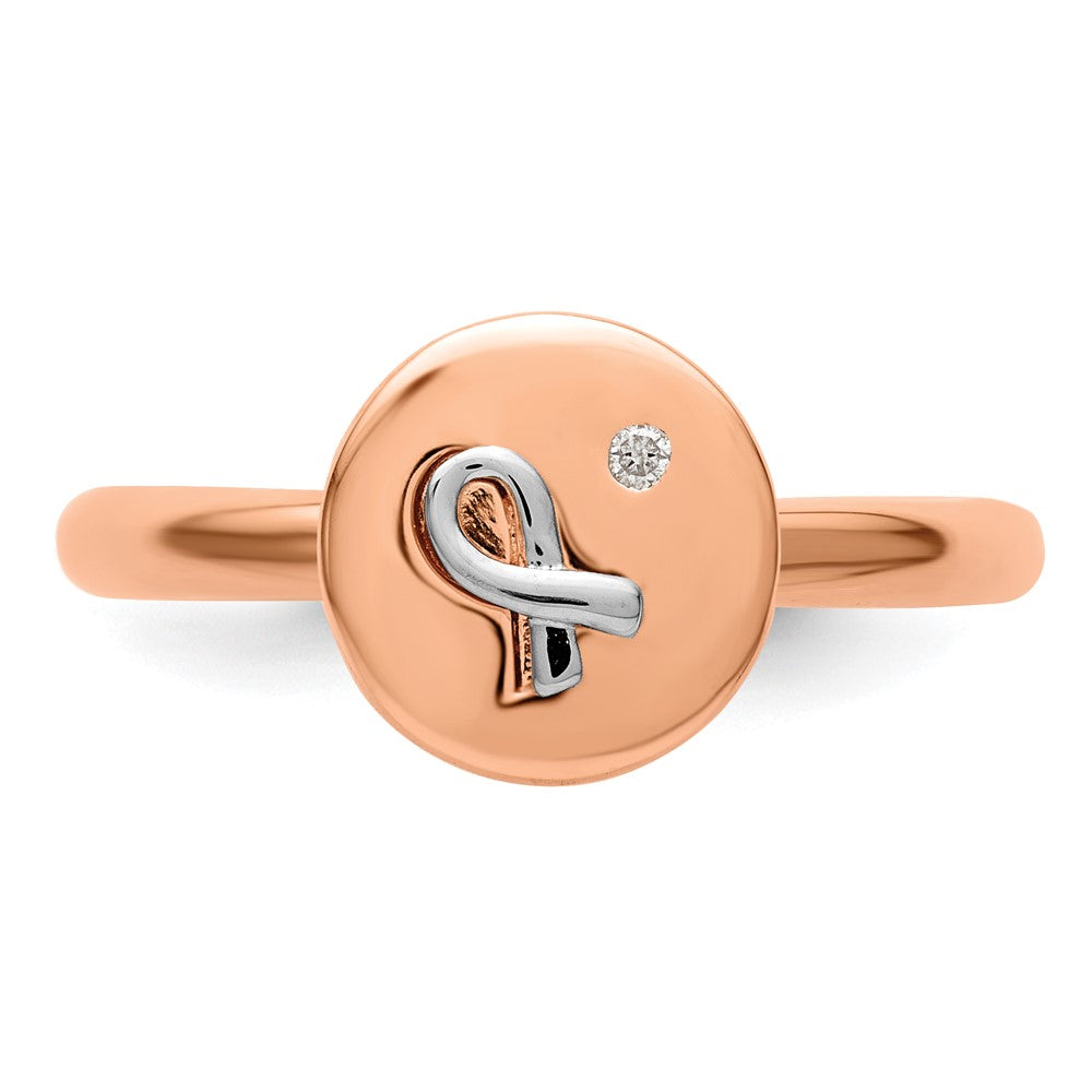 Sterlingsilber Silber, 14K Rose & Weiß Beschichtet Stapelbar Expressions Diamant Ring