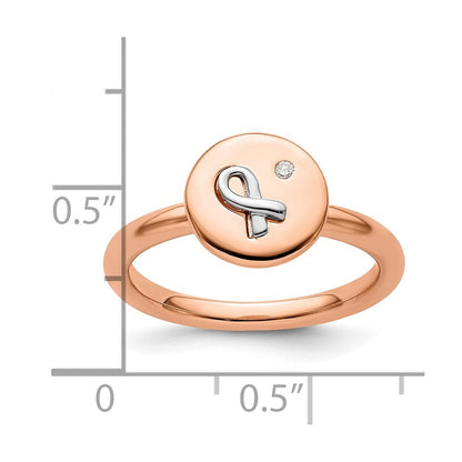 Sterlingsilber Silber, 14K Rose & Weiß Beschichtet Stapelbar Expressions Diamant Ring