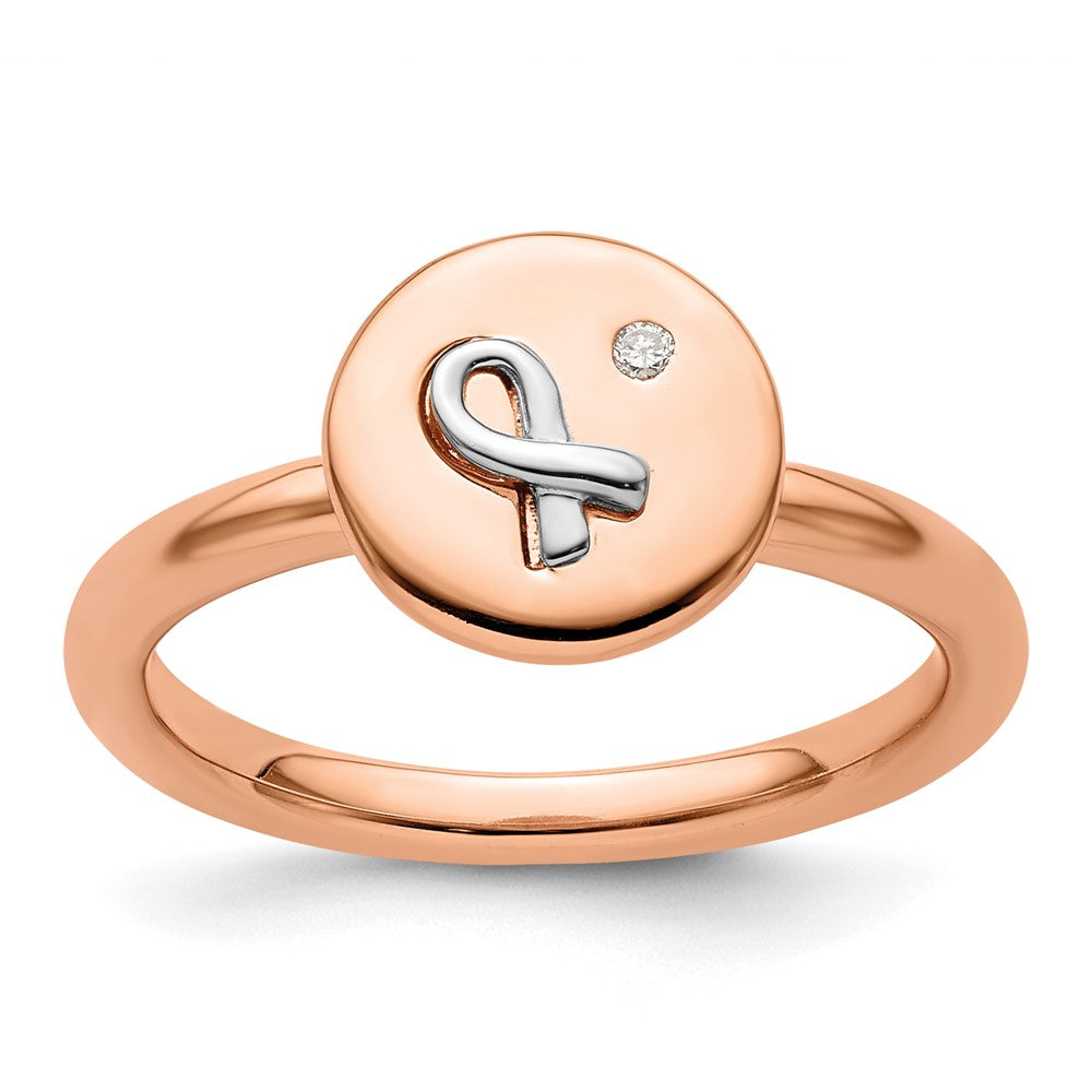 Sterlingsilber Silber, 14K Rose & Weiß Beschichtet Stapelbar Expressions Diamant Ring