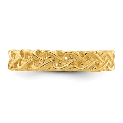Sterlingsilber Stapelbar Expressions Vergoldet Carved Ring