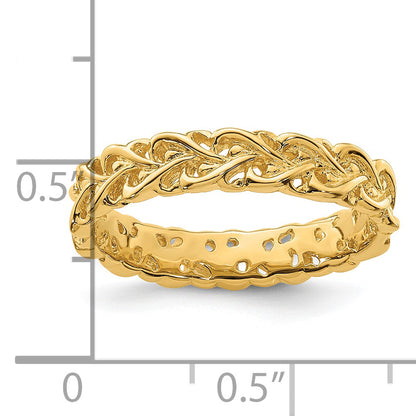 Sterlingsilber Stapelbar Expressions Vergoldet Carved Ring